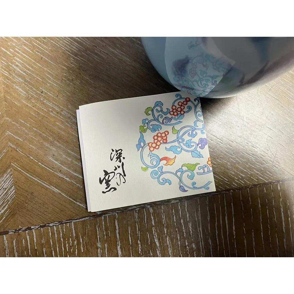 Fukagawa‎ Seiji Arita Porcelain Vase Light Blue Lilac Lily Magnolia Flower Japan